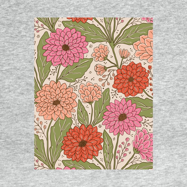 Dahlia garden in cream and pink by Natalisa